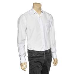 مملوكة مسبقًا قميص بوس باي هوغو بوس ق طن أبيض بأزرار أمامية مقاس متوسط - ميديوم