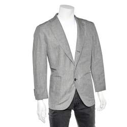 Boss By Hugo Boss Grey Linen Button Front Blazer XXL