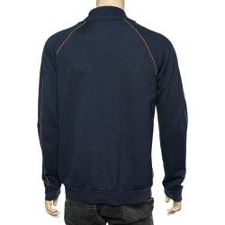 Pre Owned Boss By Hugo Boss Navy Blue Knit Zip Front Track Jacket M