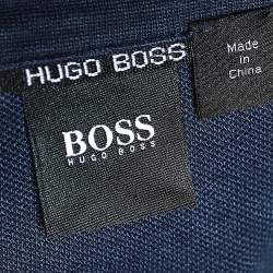 Pre Owned Boss By Hugo Boss Navy Blue Knit Zip Front Track Jacket M