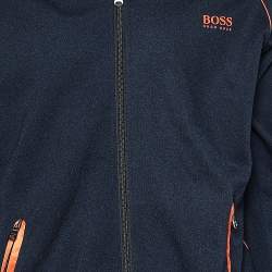 Pre Owned Boss By Hugo Boss Navy Blue Knit Zip Front Track Jacket M