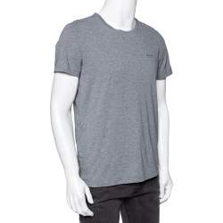 مملوكة مسبقًا تي شيرت بوس باي هوغو بوس تريكو قطن رصاصي رقبة مستديرة مقاس كبير (لارج)