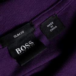 مملوكة مسبقًا تي شيرت بوس باي هوغو بوس  بولو قطن بيكيه بنفسجي بقصة ضيقة مقاس كبير جدًا جدًا جدًا - إكس إكس إكس لارج