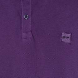 مملوكة مسبقًا تي شيرت بوس باي هوغو بوس  بولو قطن بيكيه بنفسجي بقصة ضيقة مقاس كبير جدًا جدًا جدًا - إكس إكس إكس لارج