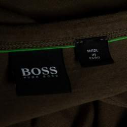 Pre Owned تي شيرت بوس باي هوغو بوس قطن أخضر بالشعار مقاس كبير جدًا جدًا - إكس إكس لارج