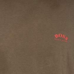 Pre Owned تي شيرت بوس باي هوغو بوس قطن أخضر بالشعار مقاس كبير جدًا جدًا - إكس إكس لارج