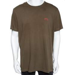Pre Owned Boss By Hugo Boss Green Cotton Curve Logo T-Shirt XXL