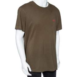 Pre Owned تي شيرت بوس باي هوغو بوس قطن أخضر بالشعار مقاس كبير جدًا جدًا - إكس إكس لارج