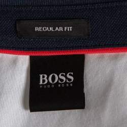 Pre Owned تي شيرت بولو بوس باي هوغو بوس قطن كتل لونية بيكيه مطرز شعار الماركة مقاس كبير جداً جداً (اكس اكس لارج)