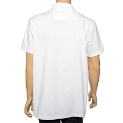 مملوكة مسبقًا تي شيرت بولو بوس باي هوغو بوس شبك و قطن أبيض بطبعة الشعار مقاس كبير جدًا جدًا - إكس إكس لارج