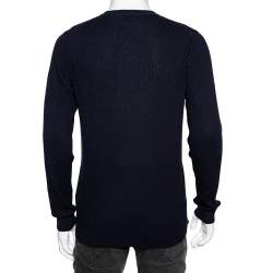 Pre Owned Boss By Hugo Boss Navy Blue Cotton Ebri Sweater L