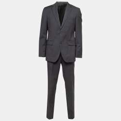 Boss By Hugo Boss Charcoal Grey Micro Checked Wool The Grand/Central US Suit L 