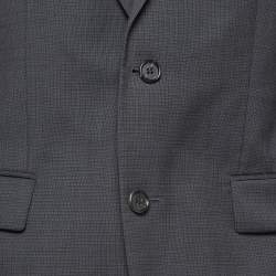 Boss By Hugo Boss Charcoal Grey Micro Checked Wool The Grand/Central US Suit L 