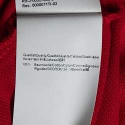 Pre Owned تي شيرت بولو بوس باي هوغو بوس قطن أحمر قصة إعتيادية مقاس كبير جدا جدا