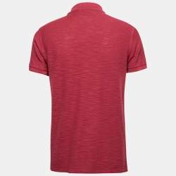 Pre Owned تي شيرت بولو بوس أورانج باي هوغو بوس قطن أحمر منقوش بأكمام قصيرة مقاس متوسط - ميديوم