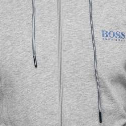 مملوكة مسبقًا جاكيت بوس باي هوغو بوس قطن رصاصي بهودي وسحاب أمامي مقاس متوسط - ميديوم