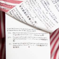 Pre Owned Boss By Hugo Boss Red Striped Cotton Stretch Regular Fit Shirt XXL