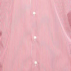 Pre Owned Boss By Hugo Boss Red Striped Cotton Stretch Regular Fit Shirt XXL
