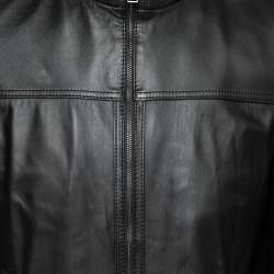 Pre Owned جاكيت بوس باي هوغو بوس نيلاس _ 1 بايكر جلد أسود بسحاب أمامي مقاس كبير