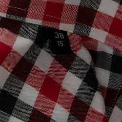 مملوكة مسبقًا قميص بوس باي هوغو بوس قطن مطبوع كاروهات أحمر/أسود أزرار أمامية مقاس صغير (سمول)