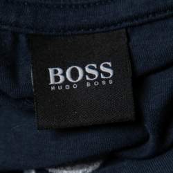 مملوكة مسبقًا Boss By Hugo Boss Blue Logo Embroidered Crew Neck T-Shirts S