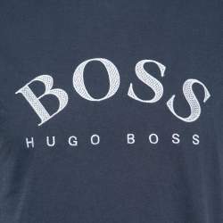 مملوكة مسبقًا Boss By Hugo Boss Blue Logo Embroidered Crew Neck T-Shirts S