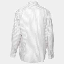 Pre Owned قميص بوس باي هوغو بوس قطن مخطط أبيض مقاس كبير جدا جدا