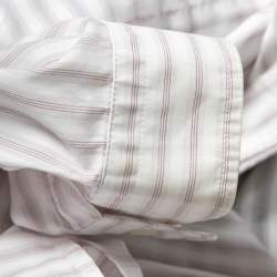 Pre Owned قميص بوس باي هوغو بوس قطن مخطط أبيض مقاس كبير جدا جدا