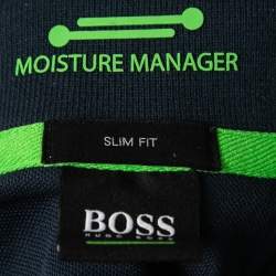 Pre Owned Boss By Hugo Boss Navy Blue Cotton Pique Slim-Fit Polo Shirt XL