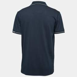Pre Owned Boss By Hugo Boss Navy Blue Cotton Pique Slim-Fit Polo Shirt XL