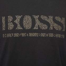 مملوكة مسبقًا Boss By Hugo Boss Black Cotton Logo Printed Short Sleeve T-Shirt M
