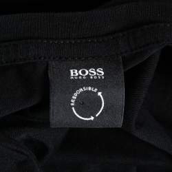 مملوكة مسبقًا Boss By Hugo Boss Black Cotton Logo Printed Short Sleeve T-Shirt M