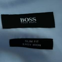 Pre Owned Boss By Hugo Boss Blue Cotton Slim Fit Button Front Shirt L