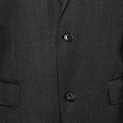 Pre Owned Boss By Hugo Boss Dark Grey Wool Single-Breasted Suit L