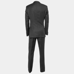 Pre Owned Boss By Hugo Boss Dark Grey Wool Single-Breasted Suit L