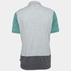 Pre Owned Boss By Hugo Boss Grey Colorblock Cotton Polo T-Shirt L