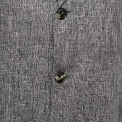 Pre Owned Boss By Hugo Boss Vintage Grey Linen Single-Breasted Soldini Blazer L