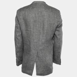 Pre Owned Boss By Hugo Boss Vintage Grey Linen Single-Breasted Soldini Blazer L