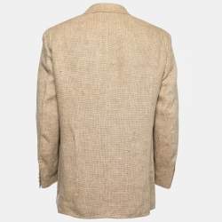 Pre Owned Boss By Hugo Boss Vintage Beige Linen Single-Breasted Burton Blazer L