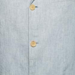 Pre Owned Boss By Hugo Boss Vintage Light Blue Linen Single-Breasted Connery Blazer L 