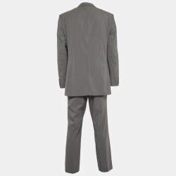 Boss by Hugo Boss Vintage Grey Striped Wool Single-Breasted Gable/Vegas Suit XL