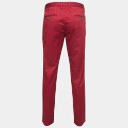 مملوكة مسبقًا Boss By Hugo Boss Red Cotton Stretch Trousers L