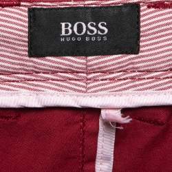مملوكة مسبقًا Boss By Hugo Boss Red Cotton Stretch Trousers L