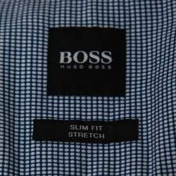 Pre Owned Boss By Hugo Boss Blue Patterned Cotton Button Front Shirt M