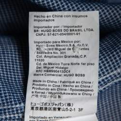 Pre Owned Boss By Hugo Boss Blue Patterned Cotton Button Front Shirt M