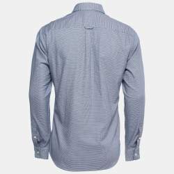 Pre Owned Boss By Hugo Boss Blue Patterned Cotton Button Front Shirt M