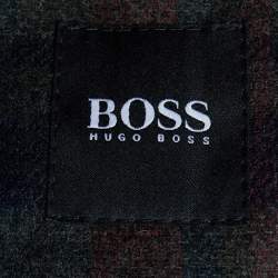 Pre Owned Boss By Hugo Boss Green Plaided Wool Button Front Blazer L