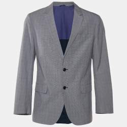 Pre Owned Boss By Hugo Boss Grey Checkered Cotton Huge/Genius-W Blazer L