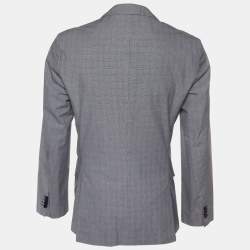 Pre Owned Boss By Hugo Boss Grey Checkered Cotton Huge/Genius-W Blazer L