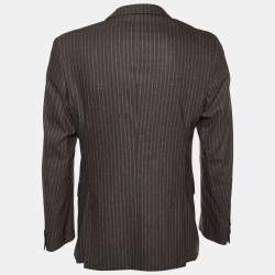 مملوكة مسبقًا Boss By Hugo Boss Brown Striped Wool & Cashgora Crowley Blazer L